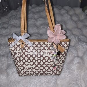Coach Brown and Tan Signature Tote Bag